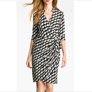 Maggy London Black and White Wrap Dress